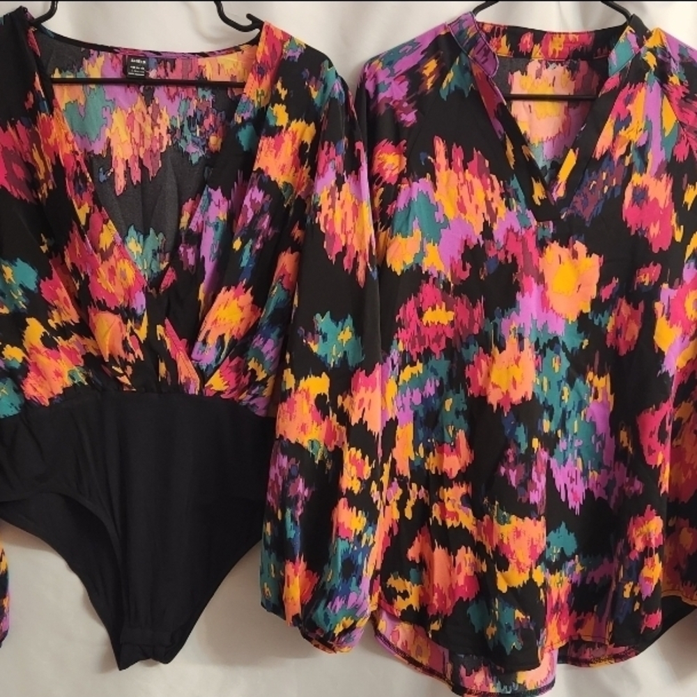 SHEIN Colorful Abstract Blouses